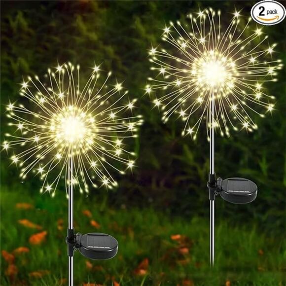 Solar Garden Lights Outdoor, 2 Pack 120 LED Twinkling Firework Lights Decorative - Picture 7 of 7